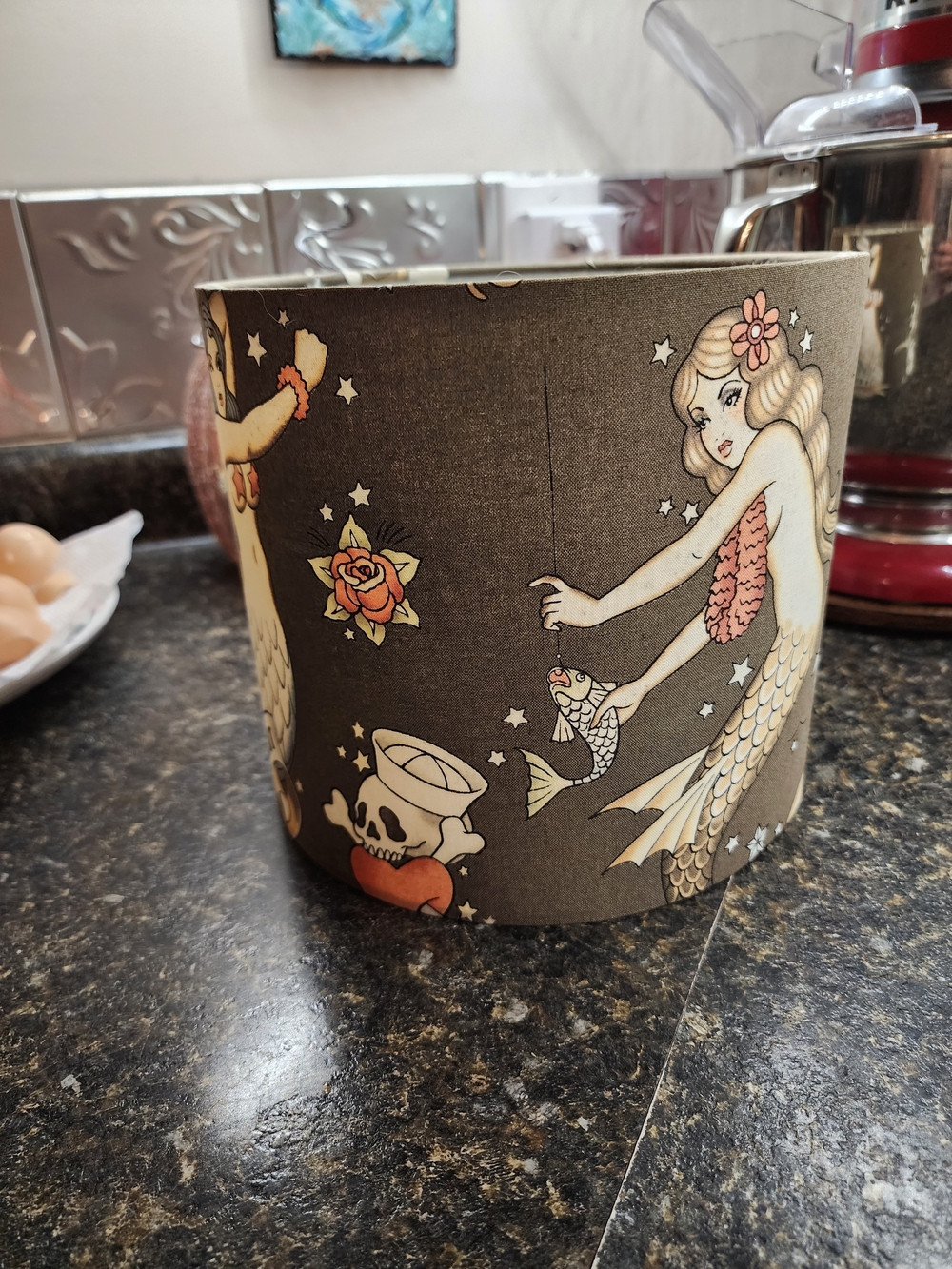 Tattoo Mermaid Sailor Fabric Lamp Shade